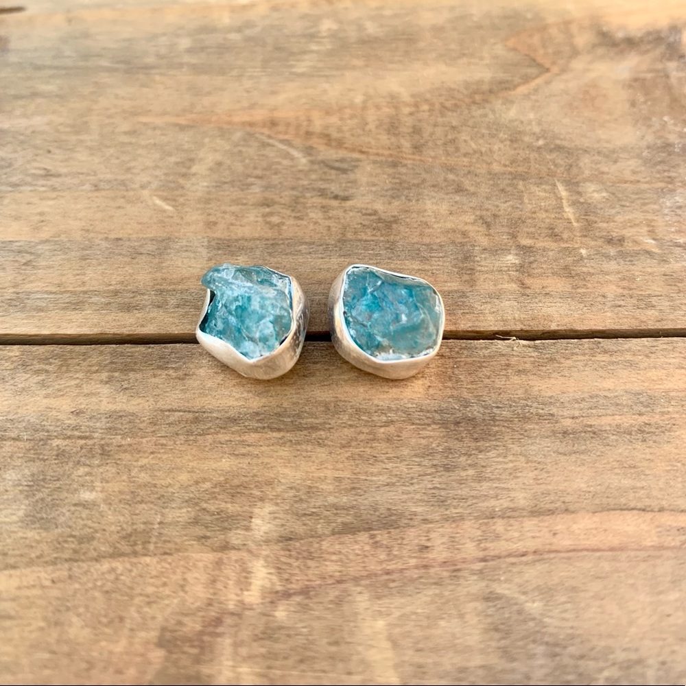Rough Aquamarine Sterling Silver Earrings